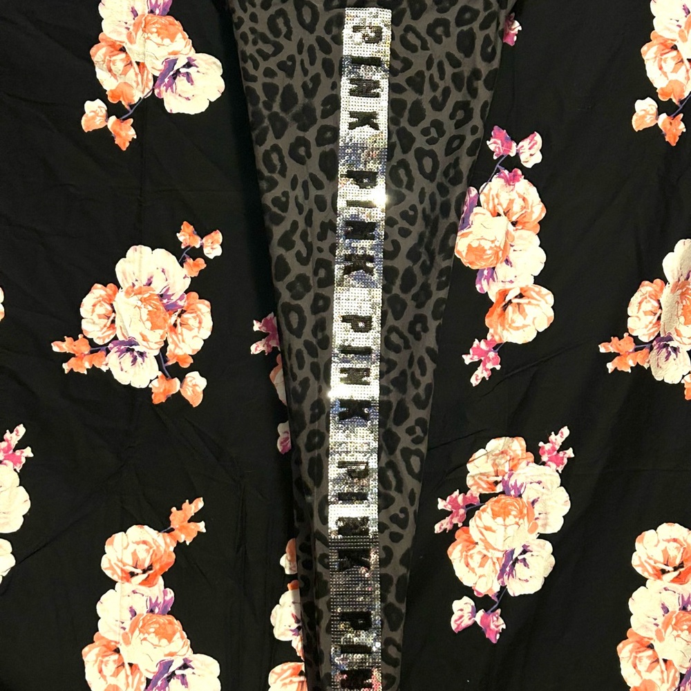 Black Leopard Print bling pants